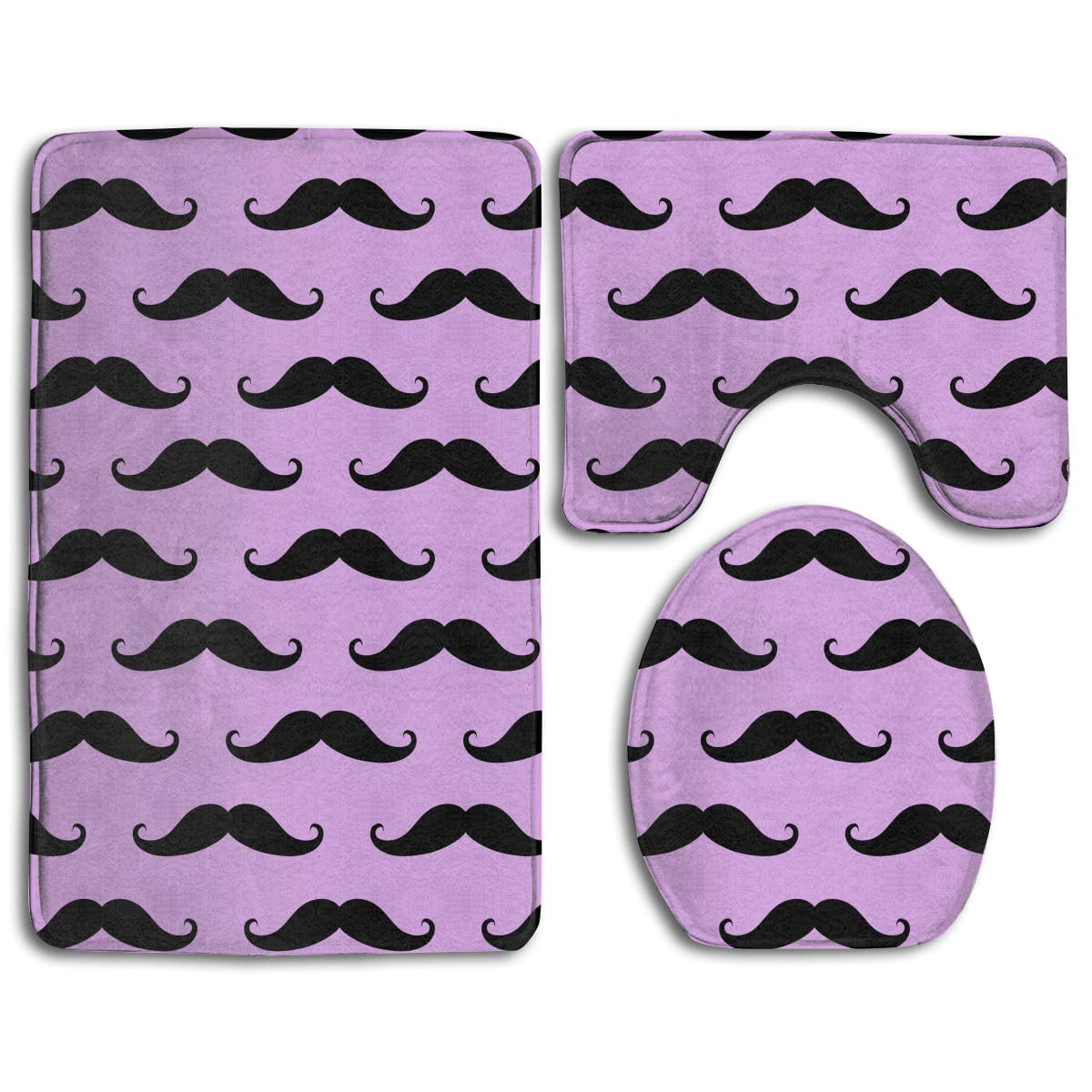 Mustache Rug GOHAO Cute Cartoon Mustache 3 Piece Bathroom Rugs Set Bath Rug Contour ...
