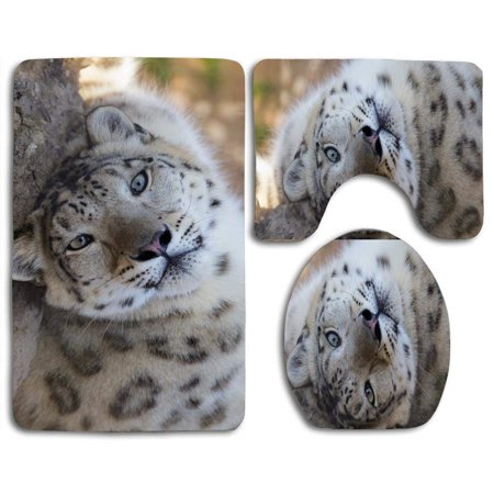 GOHAO Cute Leo 3 Piece Bathroom Rugs Set Bath Rug Contour Mat and Toilet Lid Cover
