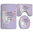 thumbnail image 1 of GOHAO Cute Llama Alpaca 3 Piece Bathroom Rugs Set Bath Rug Contour Mat and Toilet Lid Cover, 1 of 2