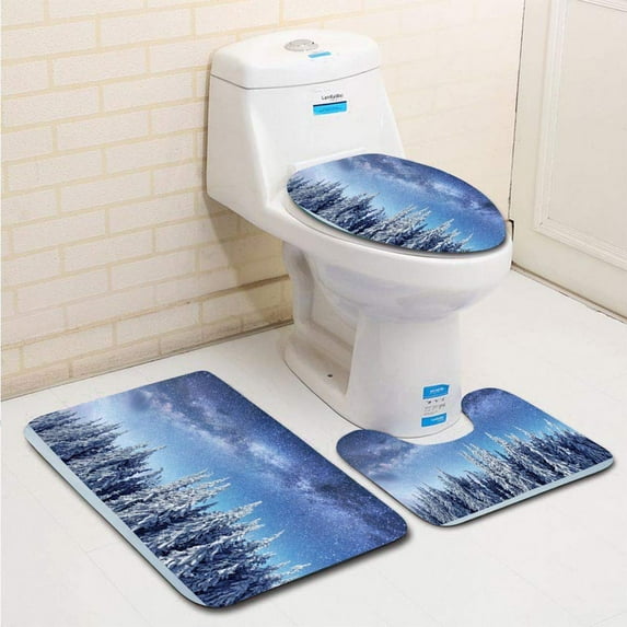 GOHAO Dairy Star Trek in Winter Woods Dramatic sque sc 3 Piece Bathroom Rugs Set Bath Rug Contour Mat and Toilet Lid Cover