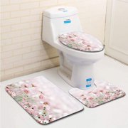 GOHAO Daisies Spring Flowers 3 Piece Bathroom Rugs Set Bath Rug Contour Mat and Toilet Lid Cover