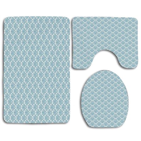 GOHAO Damask Soft Abstract Damask Motif Middle Eastern Inspirations Symmetrical 3 Piece Bathroom Rugs Set Bath Rug Contour Mat and Toilet Lid Cover