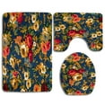thumbnail image 1 of GOHAO Dark Blue Floral Swing 3 Piece Bathroom Rugs Set Bath Rug Contour Mat and Toilet Lid Cover, 1 of 2