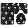 thumbnail image 1 of GOHAO Dog Paw Style Black 3 Piece Bathroom Rugs Set Bath Rug Contour Mat and Toilet Lid Cover, 1 of 2