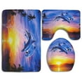 thumbnail image 1 of GOHAO Dolphin Jumping Sunset Palm Tree 3 Piece Bathroom Rugs Set Bath Rug Contour Mat and Toilet Lid Cover, 1 of 2