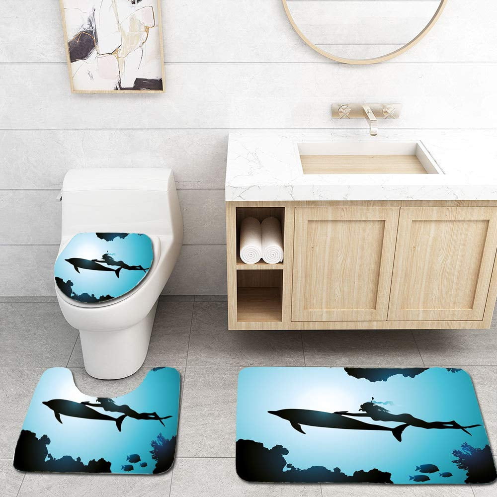 GOHAO Dolphin Scuba Diver Girl Swimming Dolphin Silhouette in Sea Fish ...