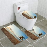 GOHAO Early Morning Ft Lauderdale Beach 3 Piece Bathroom Rugs Set Bath Rug Contour Mat and Toilet Lid Cover