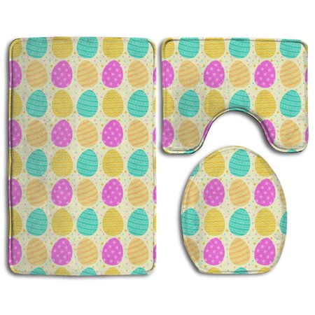 GOHAO Easter 3 Piece Bathroom Rugs Set Bath Rug Contour Mat and Toilet Lid Cover