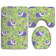GOHAO Elephants 3 Piece Bathroom Rugs Set Bath Rug Contour Mat and Toilet Lid Cover