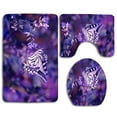 thumbnail image 1 of GOHAO Evening Purple Fly Butterfly 3 Piece Bathroom Rugs Set Bath Rug Contour Mat and Toilet Lid Cover, 1 of 2