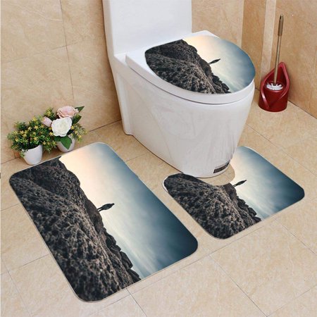 GOHAO Exploring Iceland 3 Piece Bathroom Rugs Set Bath Rug Contour Mat and Toilet Lid Cover