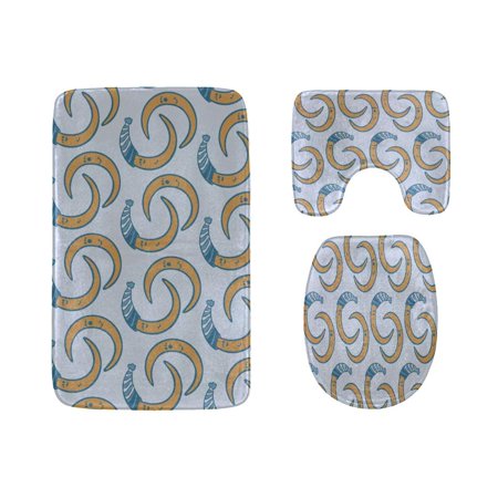 GOHAO Exquisite Crescent 3 Piece Bathroom Rugs Set Bath Rug Contour Mat and Toilet Lid Cover