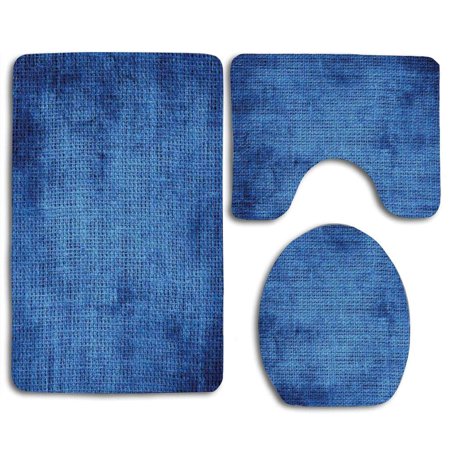 GOHAO Faded Burlap Texture Old Fashioned Grunge Style Home 3 Piece Bathroom Rugs Set Bath Rug Contour Mat and Toilet Lid Cover