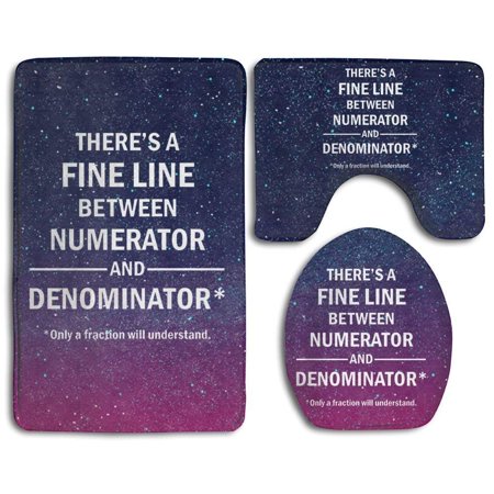 GOHAO FallakeFine Line Only Fraction Understand 3 Piece Bathroom Rugs Set Bath Rug Contour Mat and Toilet Lid Cover