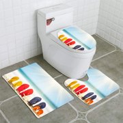 GOHAO Family vaction time Sandals Sun sea; its Summer! 3 Piece Bathroom Rugs Set Bath Rug Contour Mat and Toilet Lid Cover