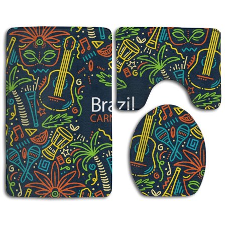 GOHAO Fashionable Jungle 3 Piece Bathroom Rugs Set Bath Rug Contour Mat and Toilet Lid Cover