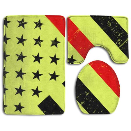 GOHAO Flag 3 Piece Bathroom Rugs Set Bath Rug Contour Mat and Toilet Lid Cover