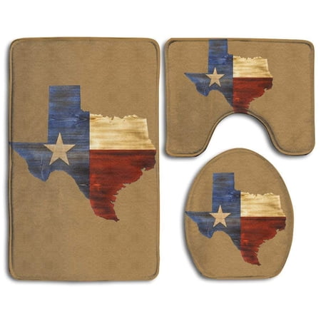 GOHAO Flag Brown Flannel Bath Rugs, 3' x 2' (3 Pieces)