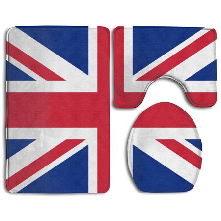 GOHAO Flag England 3 Piece Bathroom Rugs Set Bath Rug Contour Mat and Toilet Lid Cover