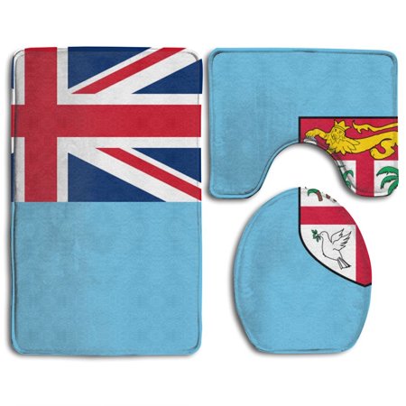 GOHAO Flag Fiji 3 Piece Bathroom Rugs Set Bath Rug Contour Mat and Toilet Lid Cover