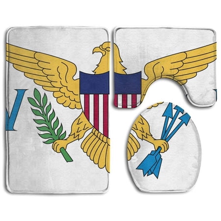 GOHAO Flag Thenited States Virgin Islands 3 Piece Bathroom Rugs Set Bath Rug Contour Mat and Toilet Lid Cover
