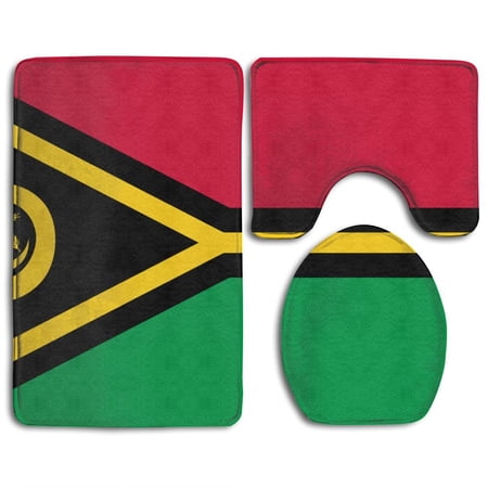 GOHAO Flag Vanuatu 3 Piece Bathroom Rugs Set Bath Rug Contour Mat and Toilet Lid Cover