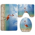 thumbnail image 1 of GOHAO Flamingo Walking on Beach 3 Piece Bathroom Rugs Set Bath Rug Contour Mat and Toilet Lid Cover, 1 of 2