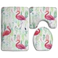 thumbnail image 1 of GOHAO Flamingo and Grass 3 Piece Bathroom Rugs Set Bath Rug Contour Mat and Toilet Lid Cover, 1 of 2