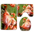 thumbnail image 1 of GOHAO Flamingoes Cute 3 Piece Bathroom Rugs Set Bath Rug Contour Mat and Toilet Lid Cover, 1 of 2