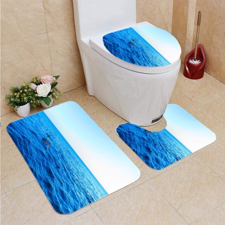 GOHAO Flock Wild Dolphins Surfacing in Northern Bali Sea Waters 3 Piece Bathroom Rugs Set Bath Rug Contour Mat and Toilet Lid Cover