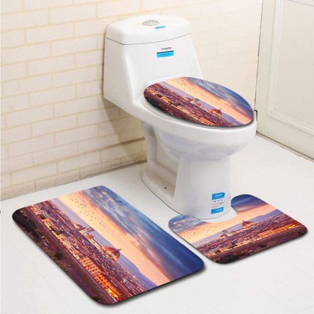 GOHAO Florence in Italy by Sunset 3 Piece Bathroom Rugs Set Bath Rug Contour Mat and Toilet Lid Cover