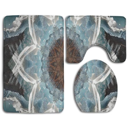 GOHAO Flower 3 Piece Bathroom Rugs Set Bath Rug Contour Mat and Toilet Lid Cover