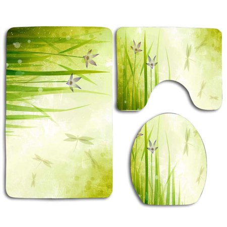 GOHAO Flowers Art Abstract Colors Lovely High Resolution Images 3 Piece Bathroom Rugs Set Bath Rug Contour Mat and Toilet Lid Cover