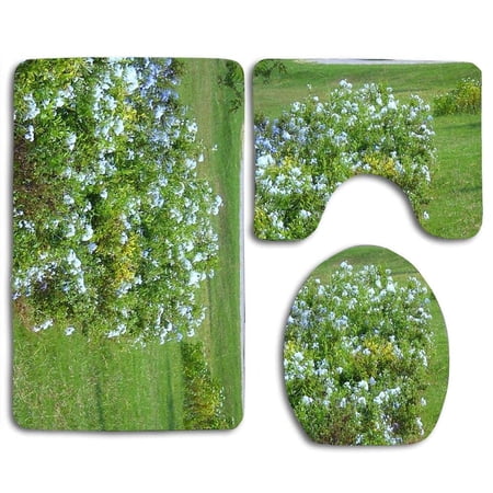 GOHAO Flowers Bed 3 Piece Bathroom Rugs Set Bath Rug Contour Mat and Toilet Lid Cover