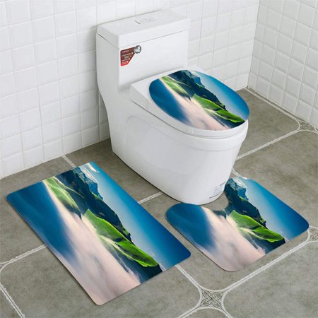 GOHAO Foggy Dawn in Castelluccio Umbria Italy 3 Piece Bathroom Rugs Set Bath Rug Contour Mat and Toilet Lid Cover