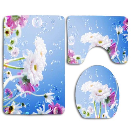 GOHAO Forest 3 Piece Bathroom Rugs Set Bath Rug Contour Mat and Toilet Lid Cover