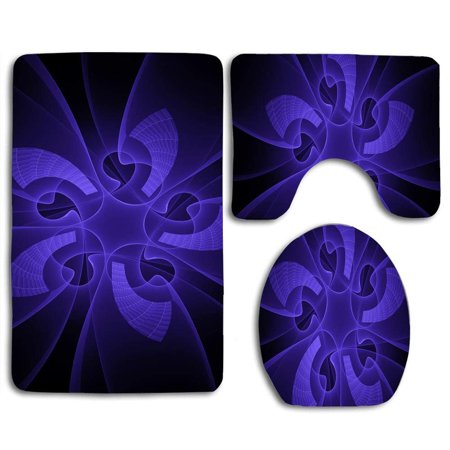 GOHAO Fractal Rotation 3 Piece Bathroom Rugs Set Bath Rug Contour Mat and Toilet Lid Cover