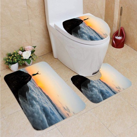 GOHAO Freedom 3 Piece Bathroom Rugs Set Bath Rug Contour Mat and Toilet Lid Cover