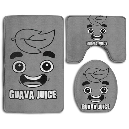 GOHAO Funny Guava Juice 3 Piece Bathroom Rugs Set Bath Rug Contour Mat and Toilet Lid Cover