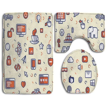 GOHAO Funny Thing 3 Piece Bathroom Rugs Set Bath Rug Contour Mat and Toilet Lid Cover