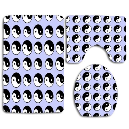 GOHAO Funny Yin Yang Save 3 Piece Bathroom Rugs Set Bath Rug Contour Mat and Toilet Lid Cover