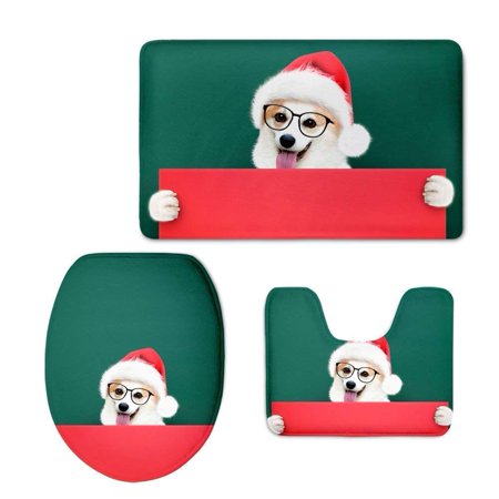 GOHAO Funny er 3 Piece Bathroom Rugs Set Bath Rug Contour Mat and Toilet Lid Cover