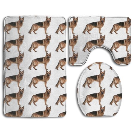 GOHAO German Shepherd 3 Piece Bathroom Rugs Set Bath Rug Contour Mat and Toilet Lid Cover
