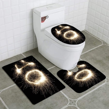 GOHAO Glowing 10 3 Piece Bathroom Rugs Set Bath Rug Contour Mat and Toilet Lid Cover