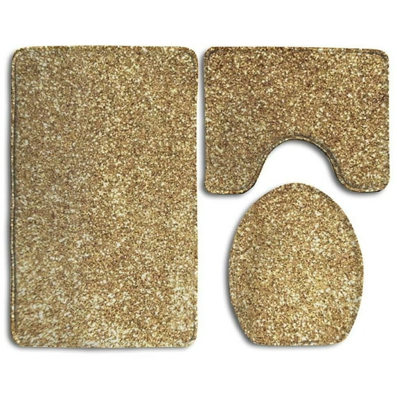 GOHAO Gold Flannel Bath Rugs, 3' x 2' (3 Pieces)