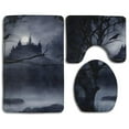 thumbnail image 1 of GOHAO Gothic Dark Night Scary Castle Crow Halloween 3 Piece Bathroom Rugs Set Bath Rug Contour Mat and Toilet Lid Cover, 1 of 2