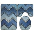 thumbnail image 1 of GOHAO Gradient Blue Denim 3 Piece Bathroom Rugs Set Bath Rug Contour Mat and Toilet Lid Cover, 1 of 2