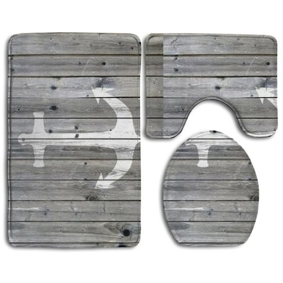 GOHAO Gray Flannel Bath Rugs, 3' x 2' (3 Pieces)