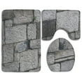 thumbnail image 1 of GOHAO Gray Stone 3 Piece Bathroom Rugs Set Bath Rug Contour Mat and Toilet Lid Cover, 1 of 2