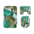 thumbnail image 1 of GOHAO Green Flannel Bath Rugs, 3' x 2' (3 Pieces), 1 of 2